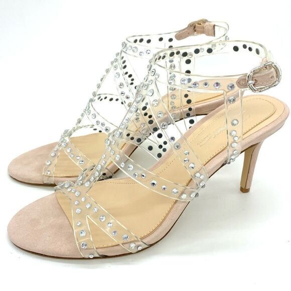 Vince Camuto Shoes - Imagine Vince Camuto Womens Clear Rhinestone Leather Open Toe Heels Sandals